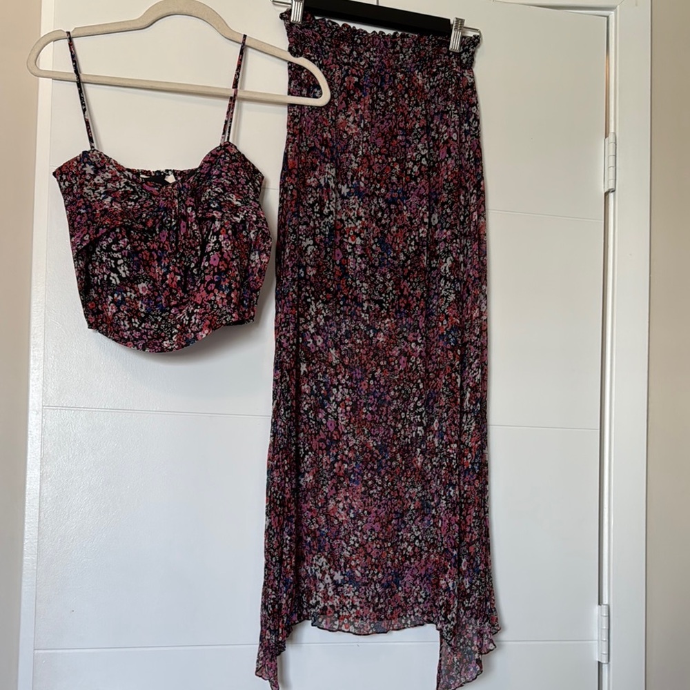 Red and Black High Low Maxi Set for Night Out